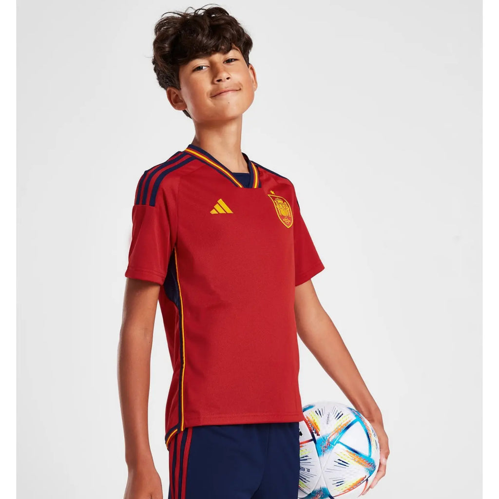 Spain 2022 Home Kit Junior Full Set T-shirt & short - Football DXB