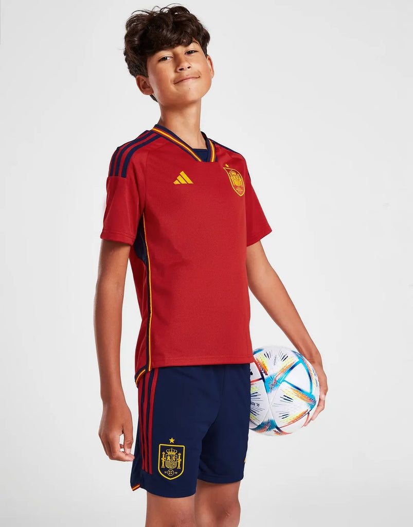 Spain 2022 Home Kit Junior Full Set T-shirt & short - Football DXB