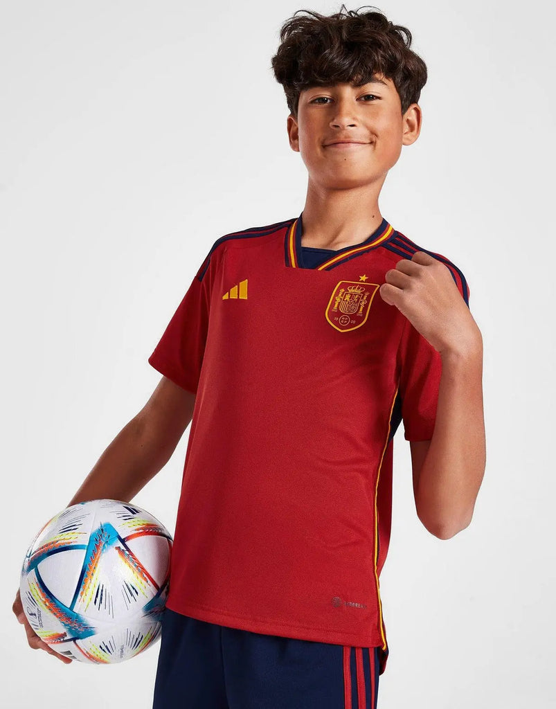 Spain 2022 Home Kit Junior Full Set T-shirt & short - Football DXB