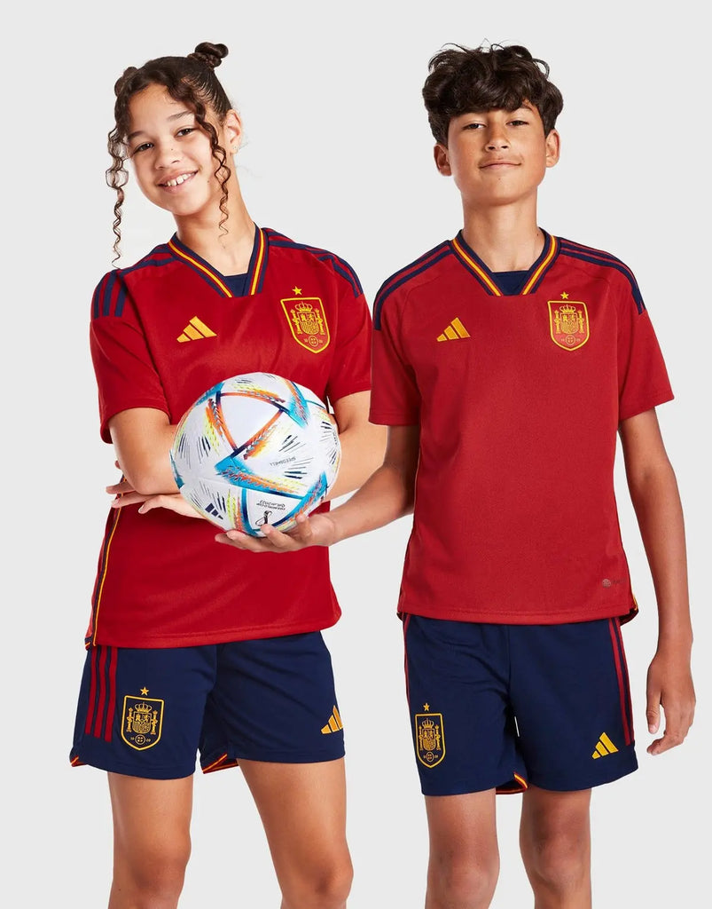 Spain 2022 Home Kit Junior Full Set T-shirt & short - Football DXB